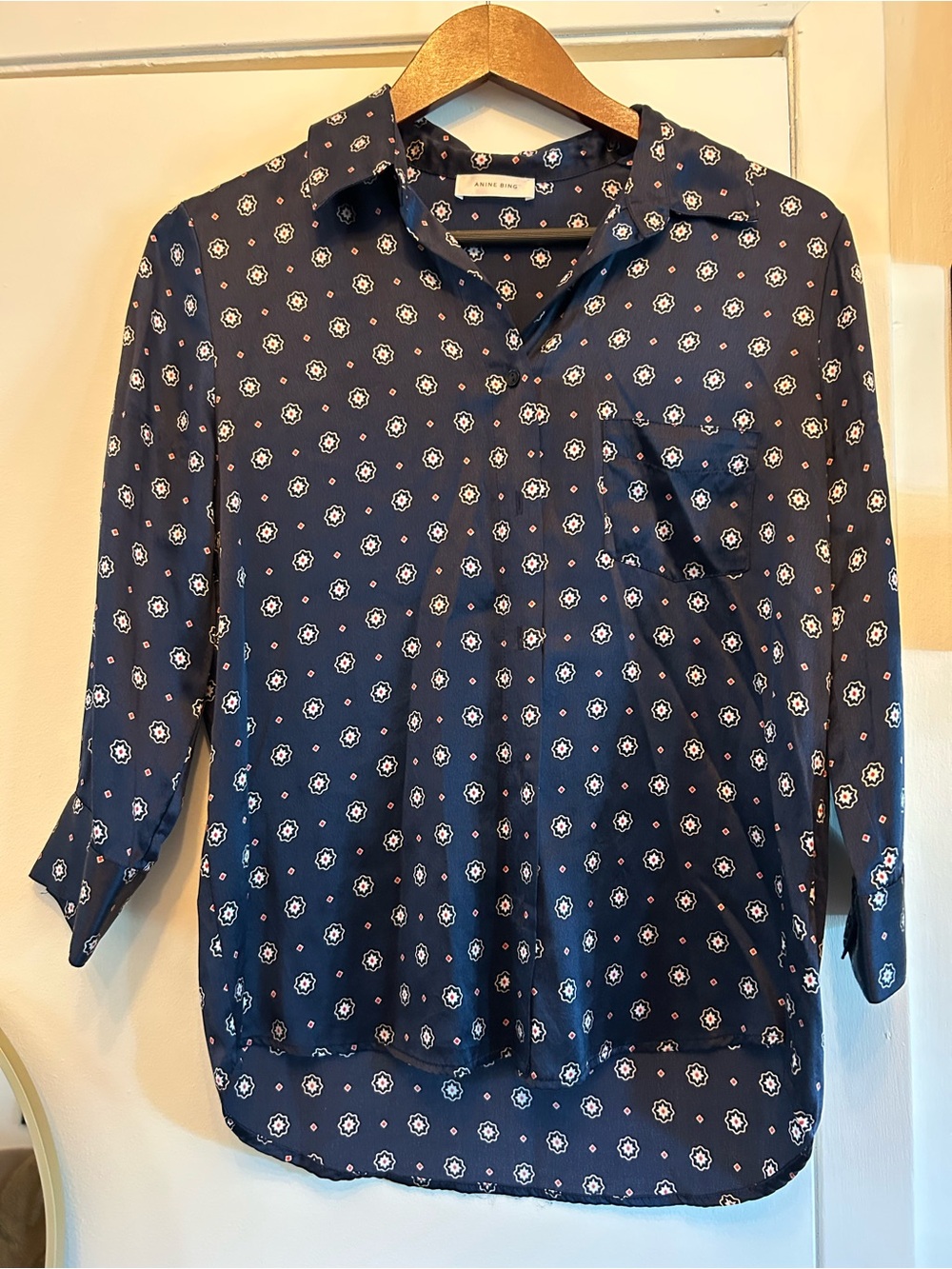 Anine Bing NavyPrint Button Shirt